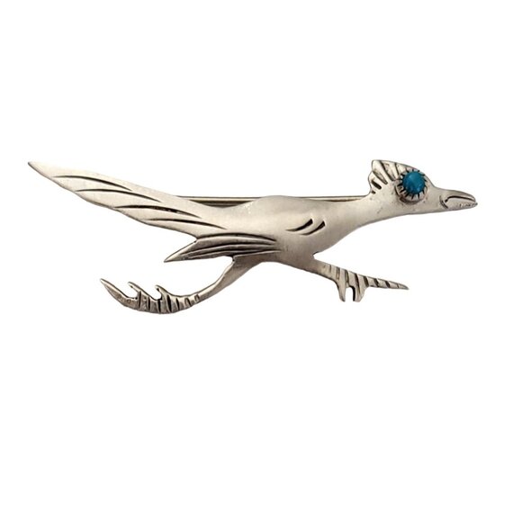 Sterling Silver Turquoise Road Runner Bird Pin K291 - Picture 6 of 6